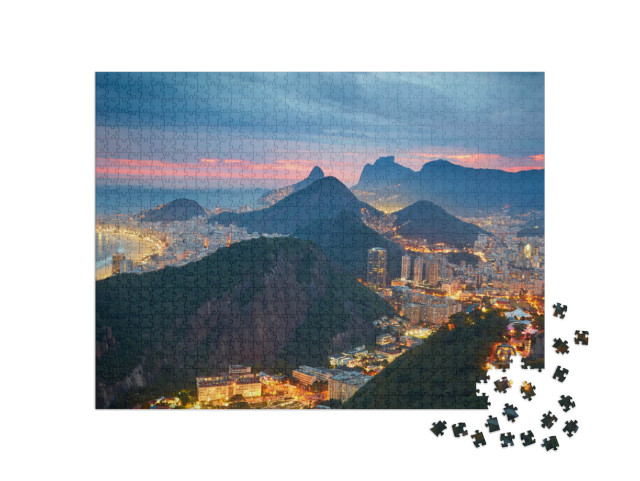 Puzzle de 1000 pièces « Vue nocturne de Rio de Janeiro, Brésil »