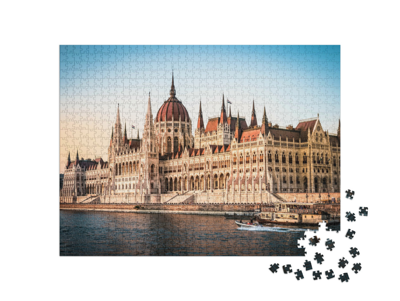 Puzzle de 1000 pièces « Le Parlement national hongrois et le Danube à Budapest, Hongrie »