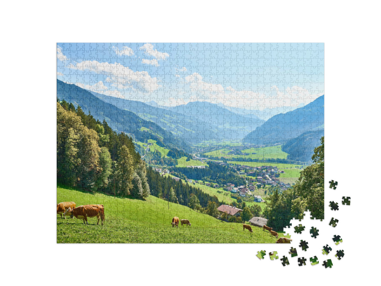 Puzzle de 1000 pièces « Magnifique vallée du Zillertal au Tyrol, Autriche »
