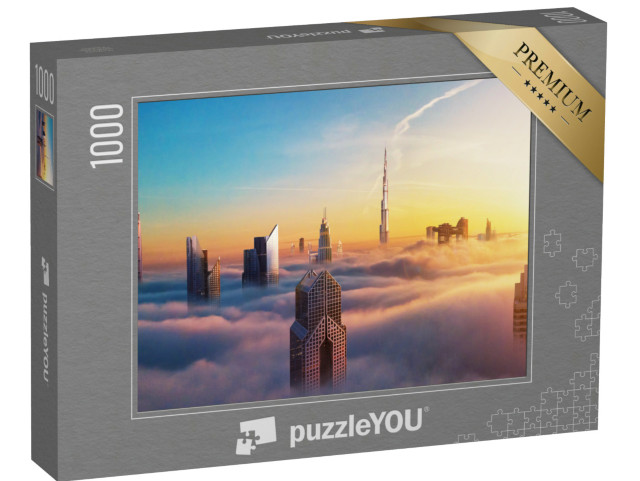 Puzzle de 1000 pièces « Dubaï au coucher du soleil, vue panoramique du centre-ville »