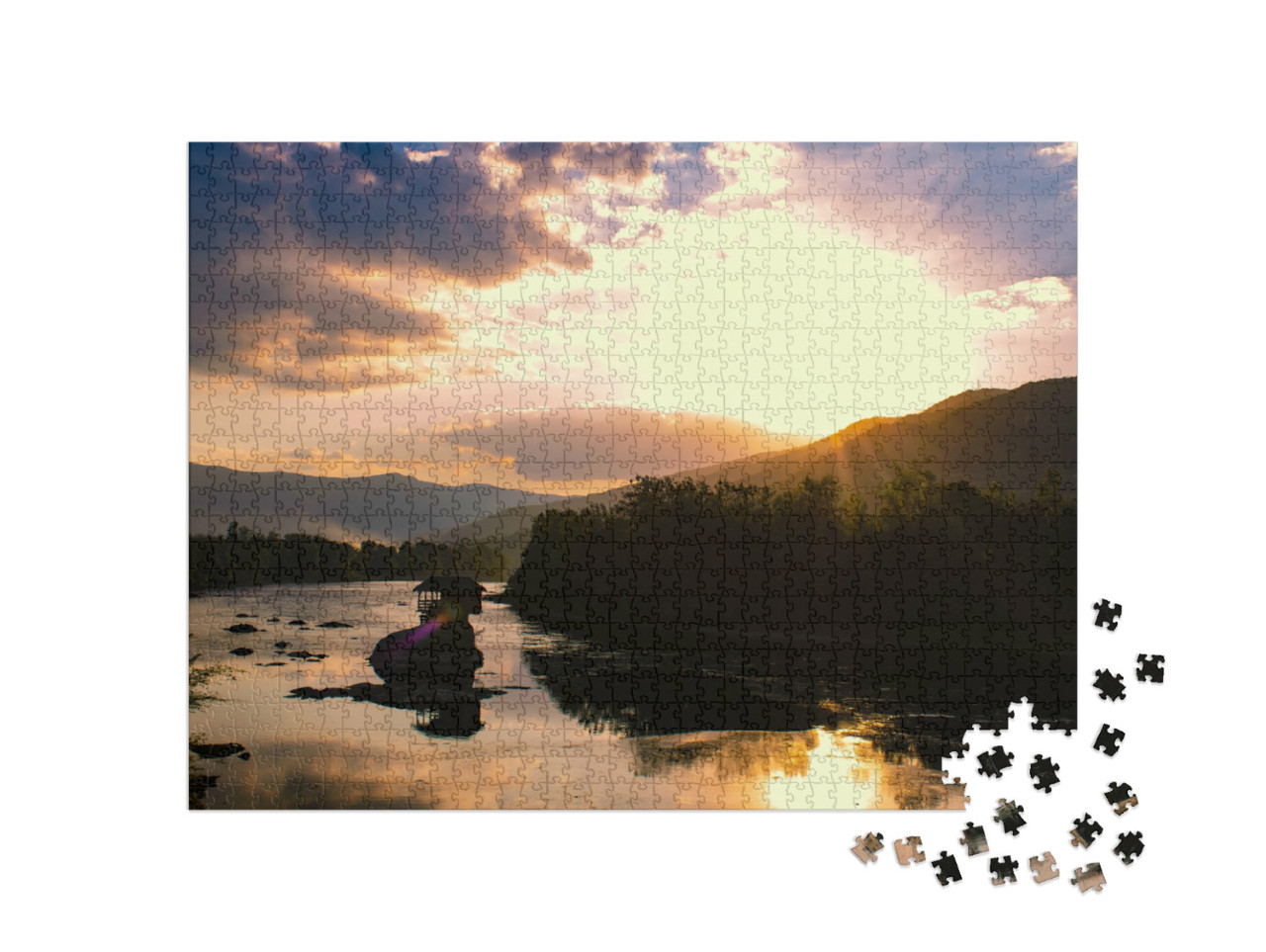 Puzzle de 1000 pièces « Maison sur la rivière Drina, Serbie »