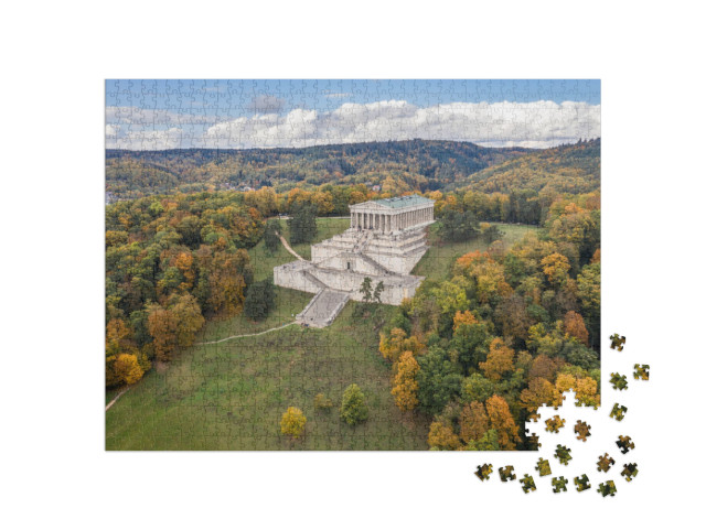 Puzzle de 1000 pièces « Vue aérienne du bâtiment Walhalla, Ratisbonne, Allemagne »