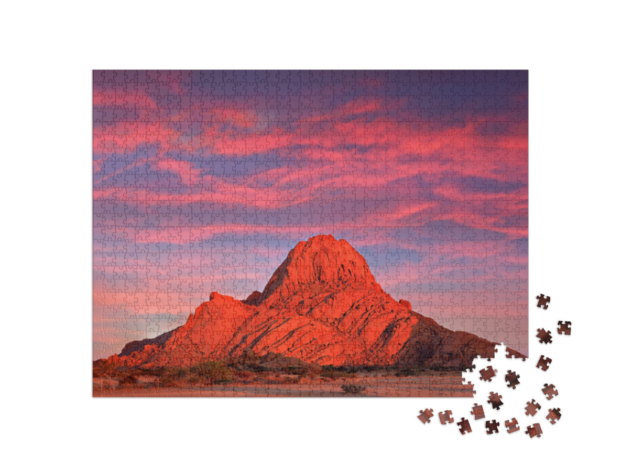 Puzzle de 1000 pièces « Lumière du soir sur le Spitzkoppe, belle colline en Namibie »