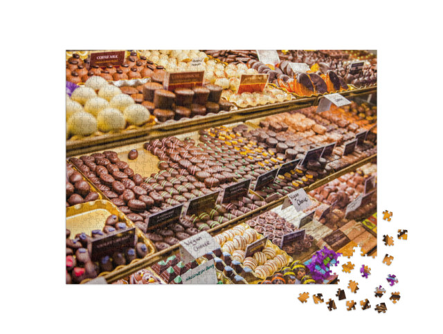 Puzzle de 1000 pièces « Variété de pralines au chocolat sur le marché anglais, Irlande »
