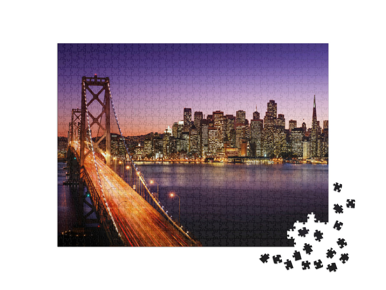Puzzle de 1000 pièces « Californie : San Francisco et Bay Bridge de nuit »