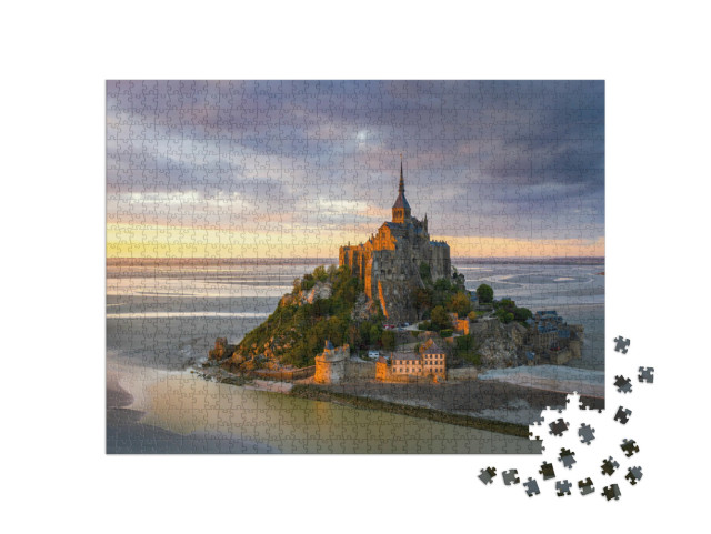Puzzle de 1000 pièces « Le Mont Saint-Michel au coucher du soleil, Normandie, Nord de la France »