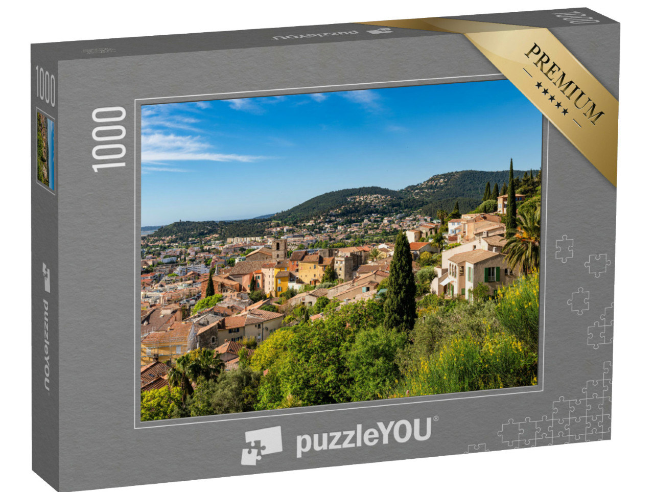 Puzzle de 1000 pièces « Vue sur la vieille ville et l'église Saint-Paul de Hyères (Hyères), France »
