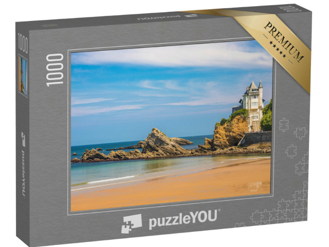Puzzle de 1000 pièces « Villa Belza et rochers sur la plage de la Côte des Basques à Biarritz, France, un jour d'été »