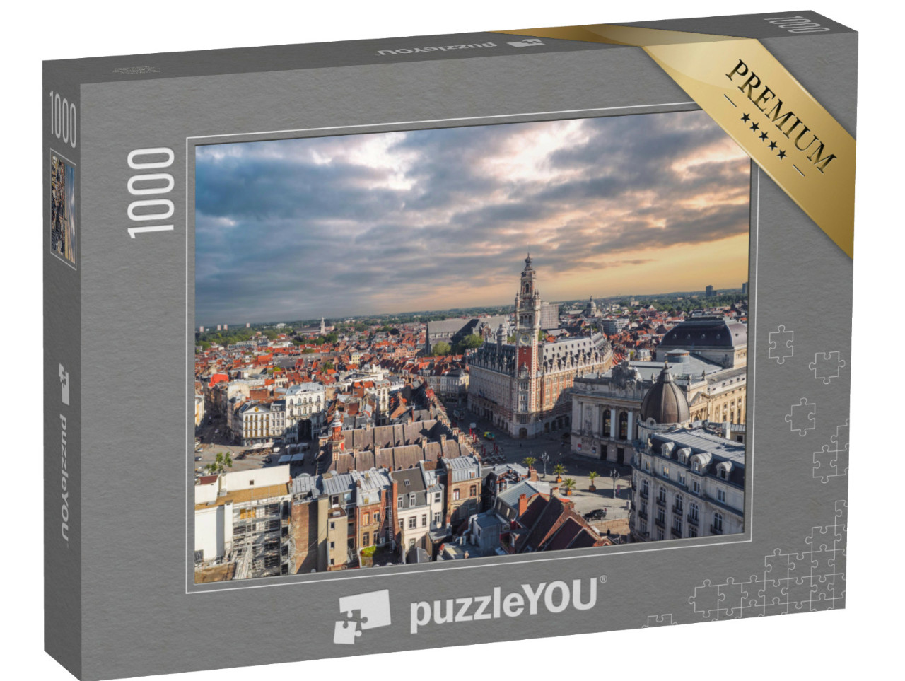 Puzzle de 1000 pièces « Skyline de l'historique Grand Place du Général-de-Gaulle, Lille »