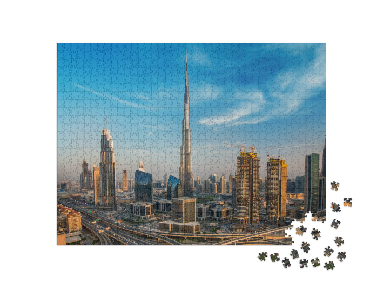 Puzzle de 1000 pièces « Skyline de Dubaï avec la belle ville »