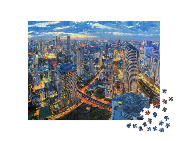Puzzle de 1000 pièces « Paysage urbain au cœur de Bangkok, Thaïlande »