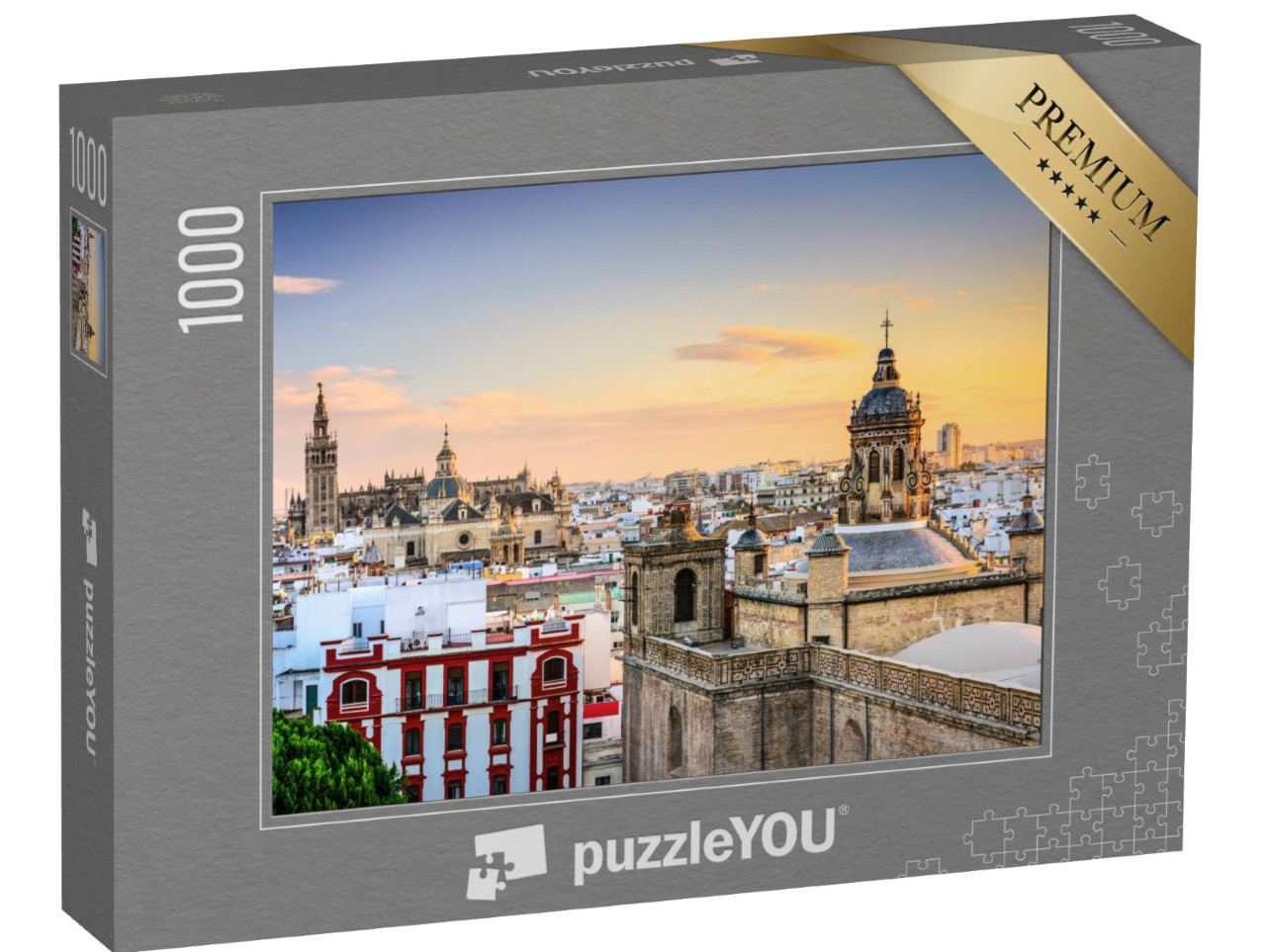Puzzle de 1000 pièces « Séville : Skyline de la ville au crépuscule »