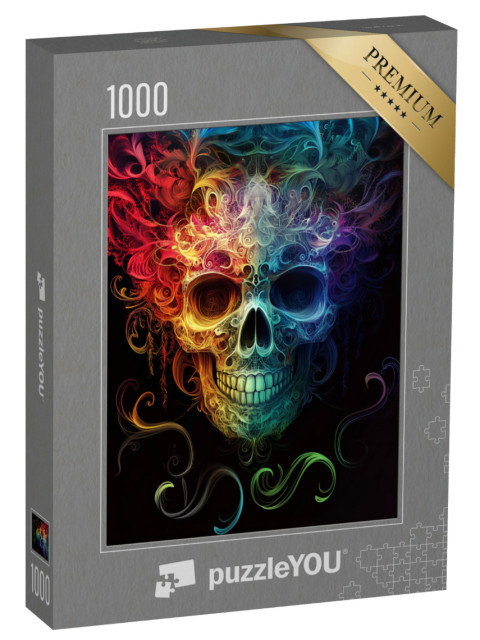 Puzzle de 1000 pièces « Tête de mort colorée »