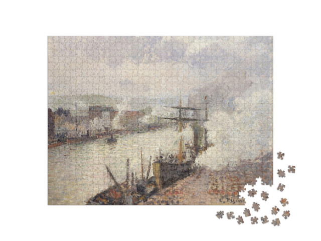 Puzzle de 1000 pièces « Camille Pissarro - Bateaux à vapeur dans le port de Rouen »