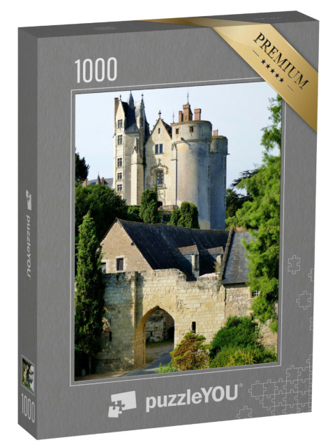 Puzzle de 1000 pièces « La porte du moulin dans l'enceinte médiévale et le château de la ville de Montreuil-Bellay »