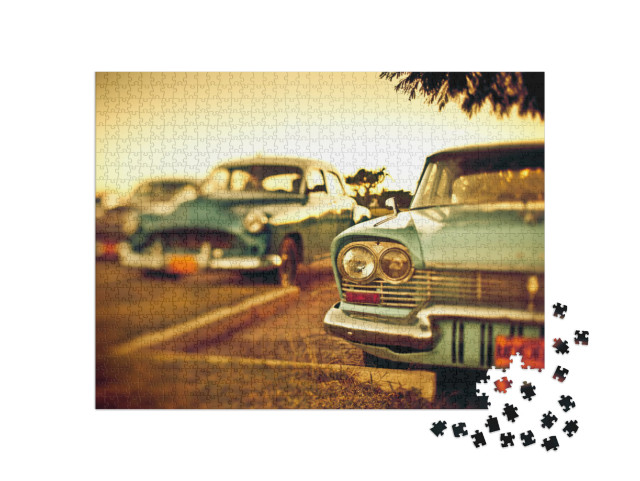 Puzzle de 1000 pièces « Voiture ancienne à Cuba, prise de vue avec Tilt-Shift »