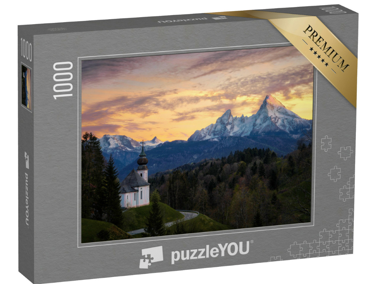 Puzzle de 1000 pièces « Chapelle Maria-Gern au-dessus de Berchtesgaden avec Watzmann »
