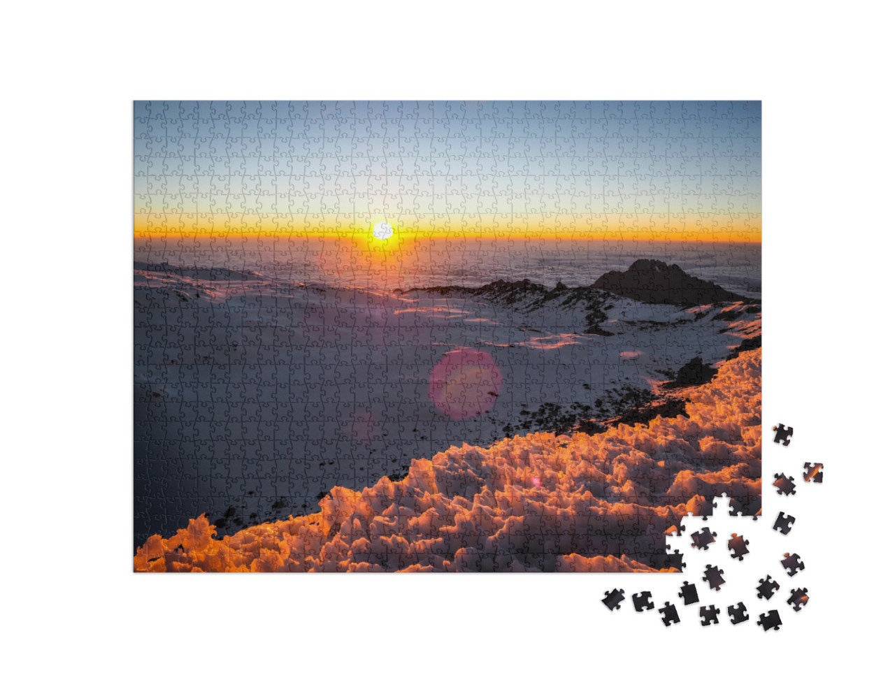 Puzzle de 1000 pièces « Lever de soleil sur le Kilimandjaro enneigé, Tanzanie »