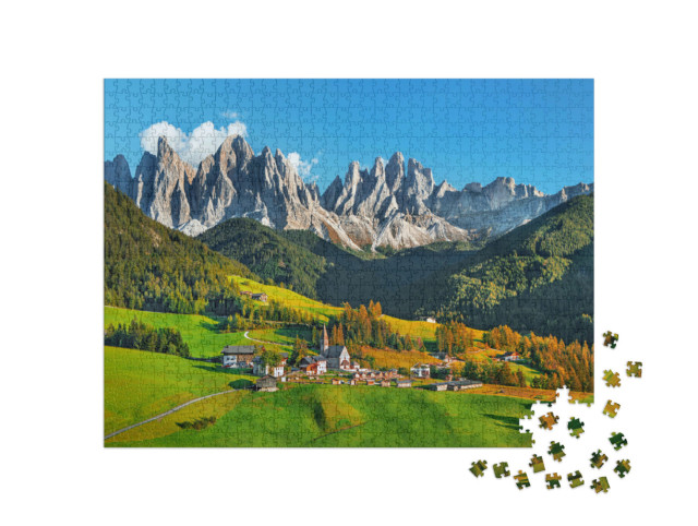 Puzzle de 1000 pièces « Santa Maddalena avec les Dolomites dans le Tyrol du Sud, Italie »