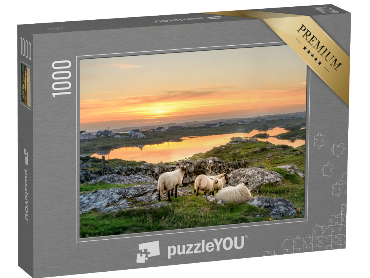 Puzzle de 1000 pièces « Coucher de soleil dans le Connemara, Irlande »