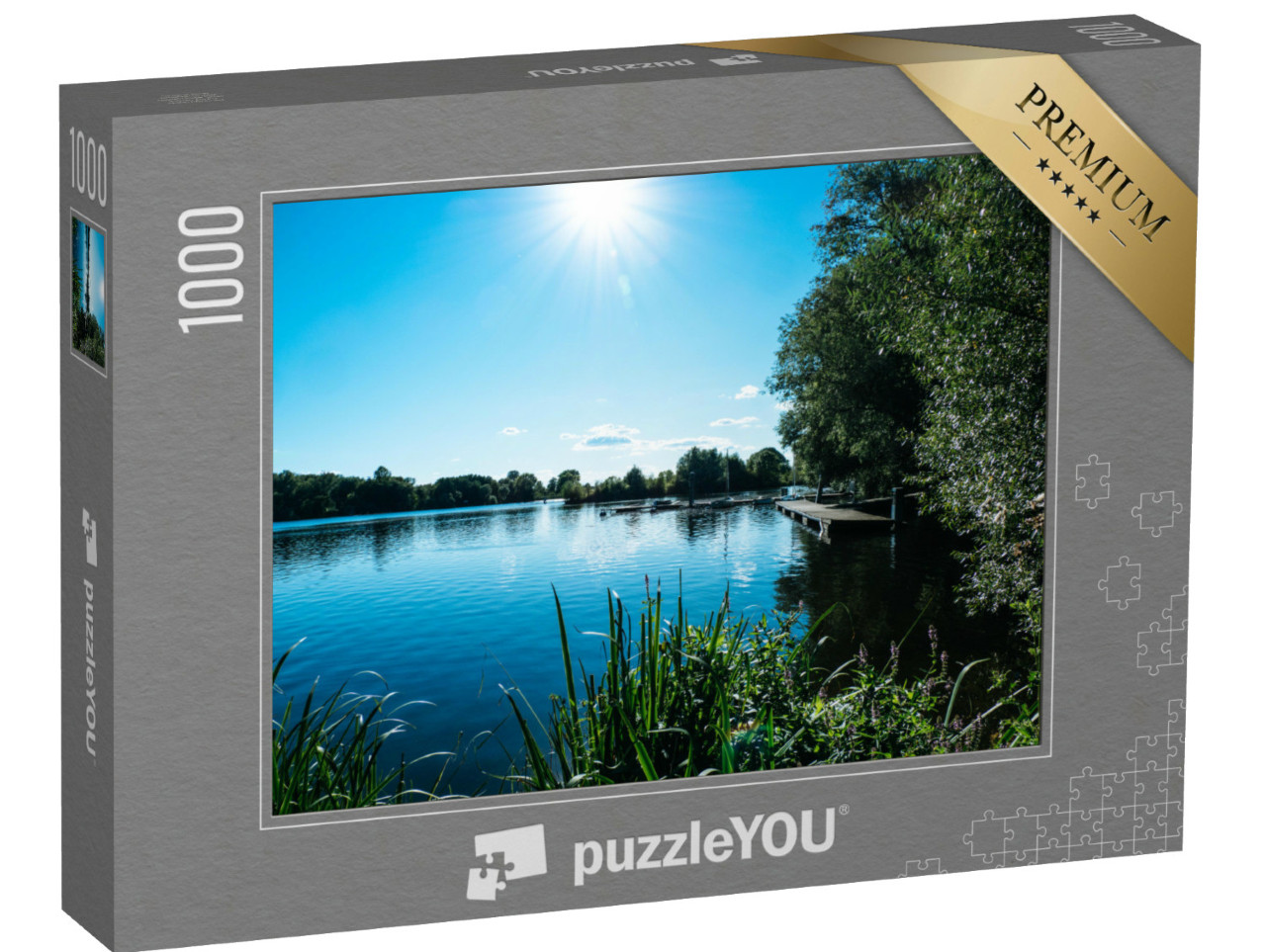 Puzzle de 1000 pièces « Paysage fluvial par une journée d'été ensoleillée, Elbe à Hambourg, Allemagne »