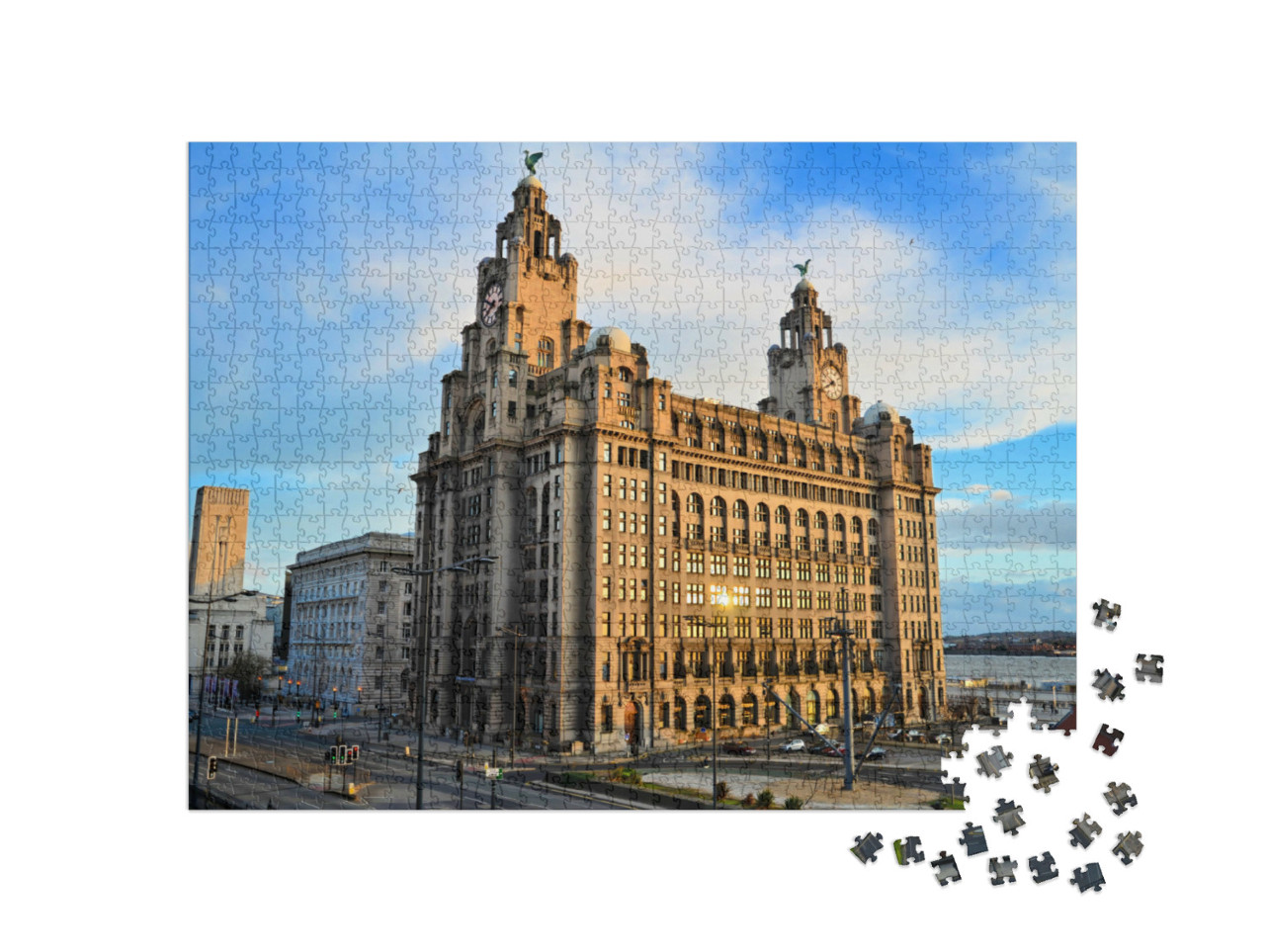 Puzzle de 1000 pièces « Le Royal Liver Building sur Pierhead à Liverpool »