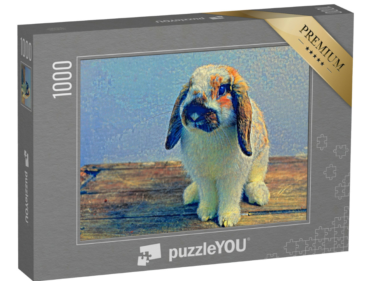 Puzzle de 1000 pièces « dans le style de Paul-Cezanne - Lapin sur table en bois - Collection Puzzle Artistes & Tableaux »
