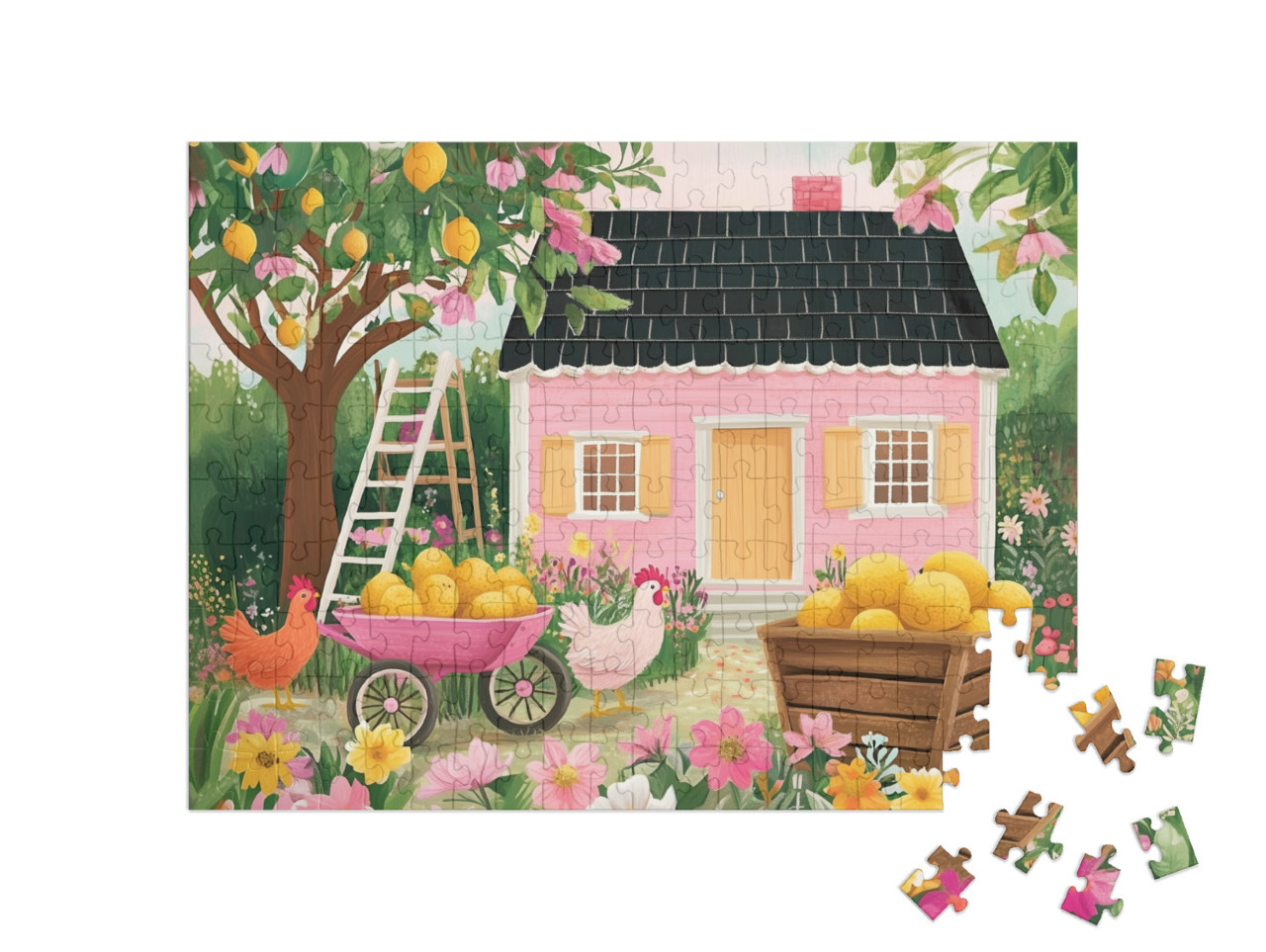 Puzzle de 200 pièces « Pluie de citron et bonheur à la maison de campagne »