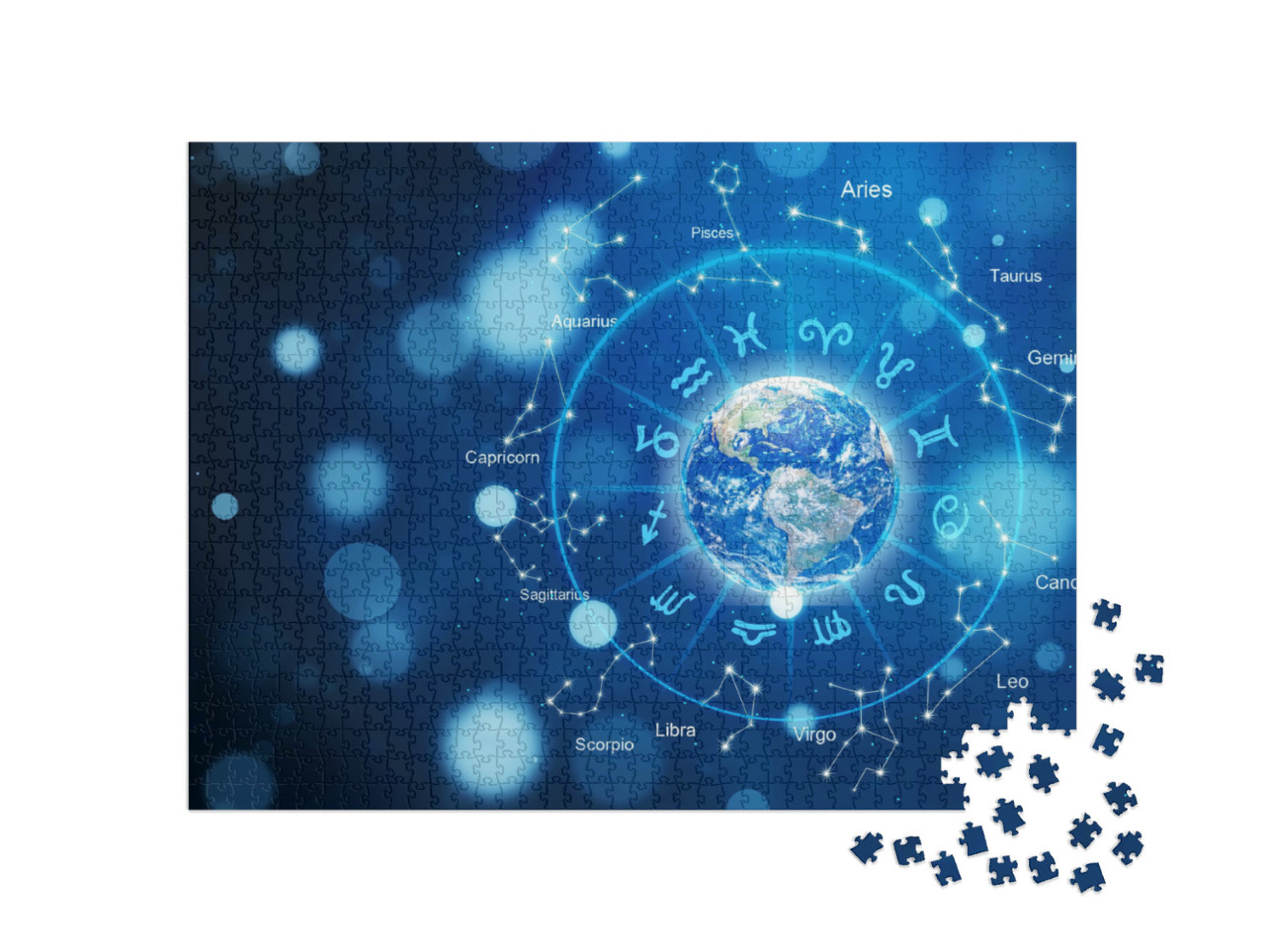Puzzle de 1000 pièces « Signes du zodiaque à l'intérieur du cercle de l'horoscope »