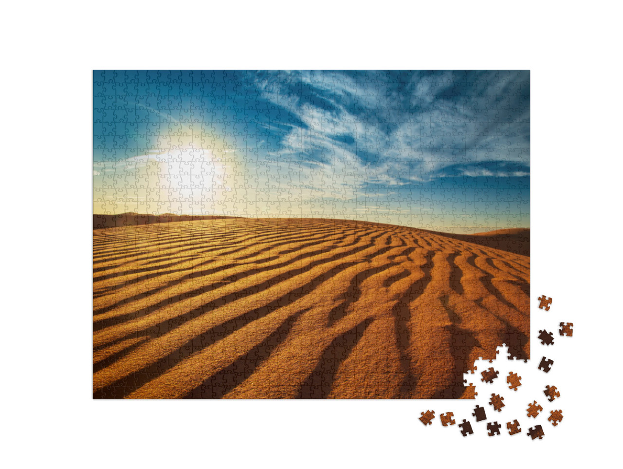 Puzzle de 1000 pièces « Coucher de soleil dans le Sahara, Maroc »