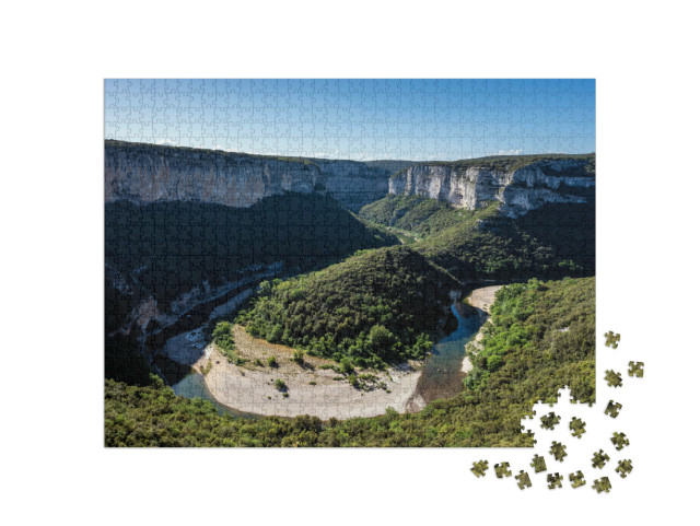 Puzzle de 1000 pièces « Panorama des gorges de l'Ardèche en France au printemps »