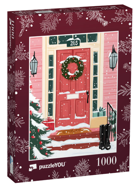 Puzzle de 1000 pièces « Porte d'entrée décorée pour Noël »