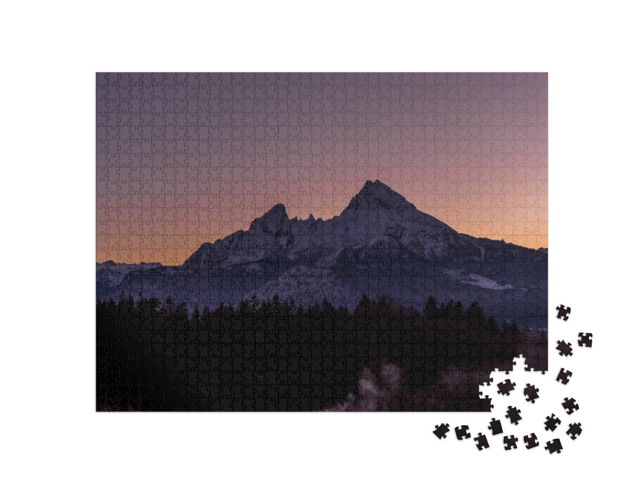 Puzzle de 1000 pièces « Coucher de soleil sur le Watzmann, Berchtesgaden, Allemagne »