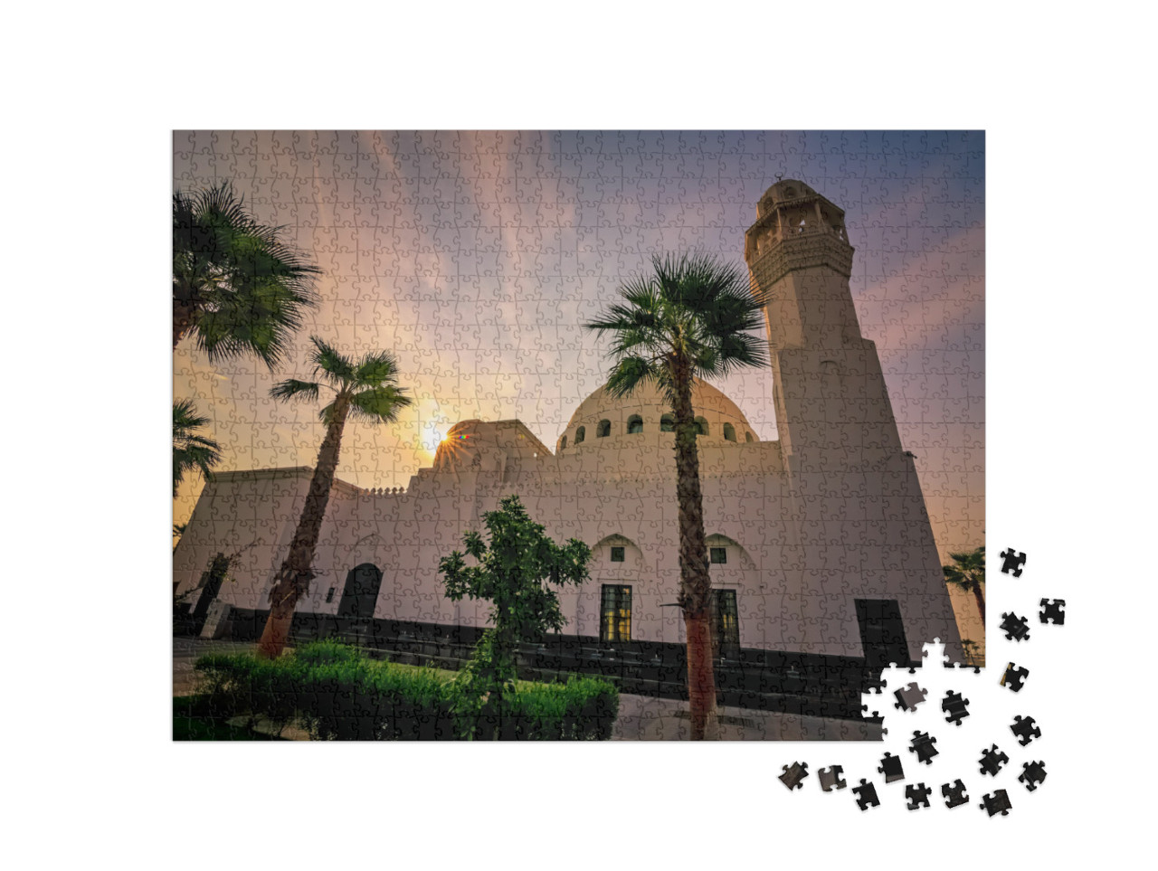 Puzzle de 1000 pièces « Lever de soleil derrière la mosquée Al Khobar Corniche, Arabie saoudite »