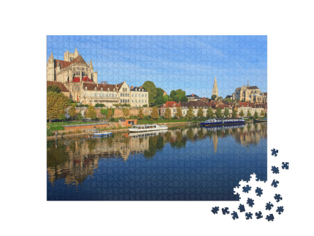 Puzzle de 1000 pièces « Abbaye de Saint-Germain d'Auxerre et cathédrale, Bourgogne, France »