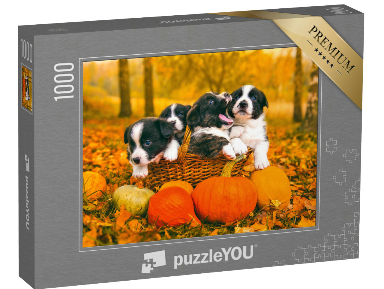 Puzzle de 1000 pièces « Welsh Corgi Pembroke chiots en automne »