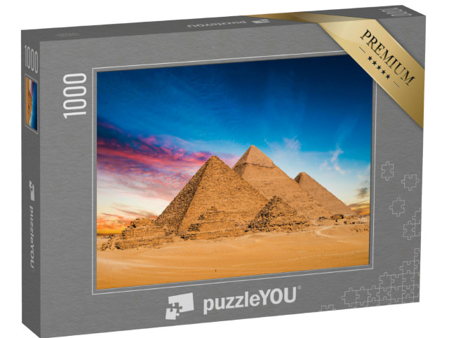 Puzzle de 1000 pièces « Grandes pyramides de Gizeh au coucher du soleil, Égypte »
