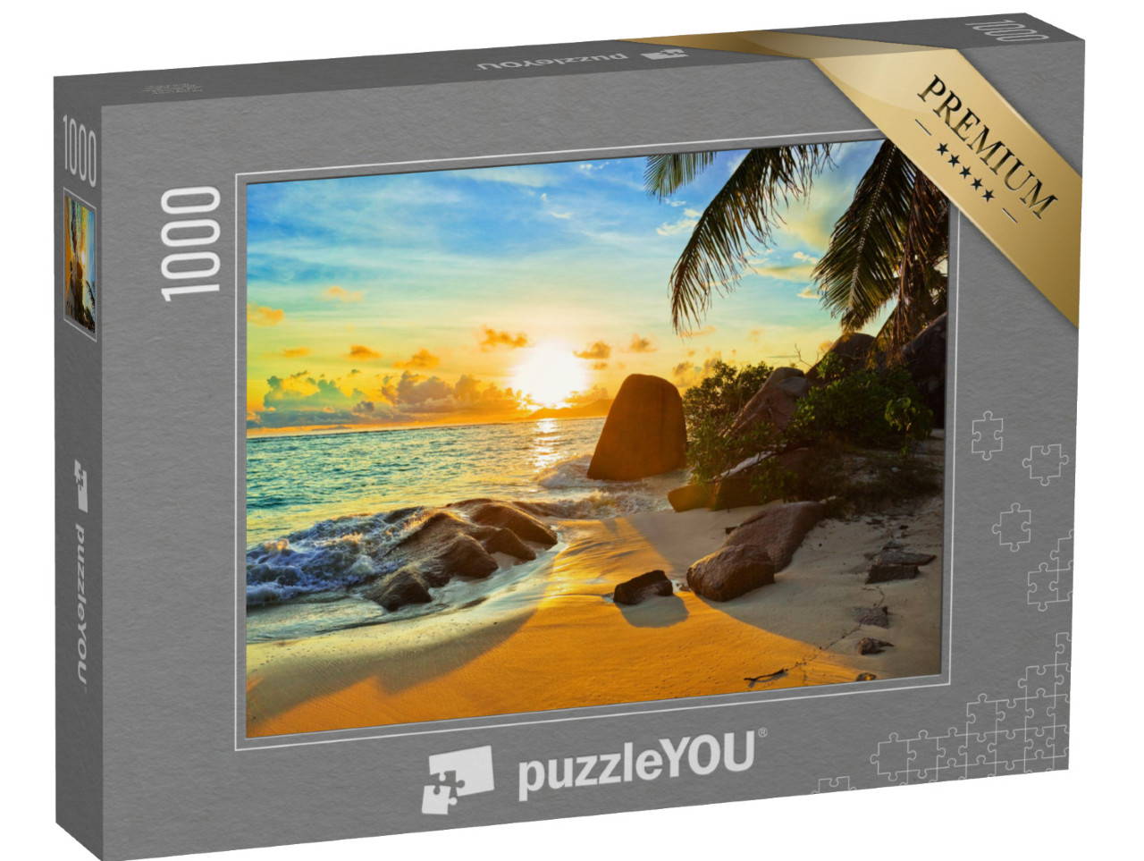 Puzzle de 1000 pièces « Plage tropicale au coucher du soleil »