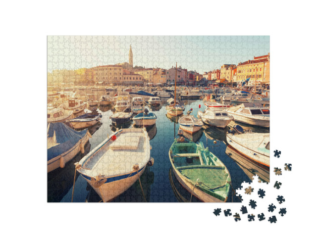 Puzzle de 1000 pièces « La ville médiévale de Rovinj au coucher du soleil, Croatie »