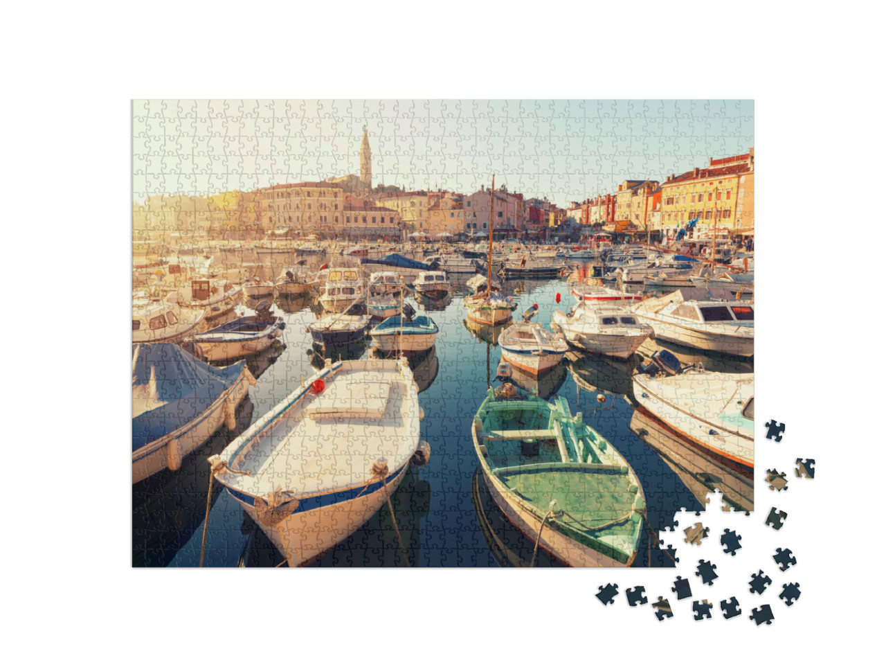 Puzzle de 1000 pièces « La ville médiévale de Rovinj au coucher du soleil, Croatie »