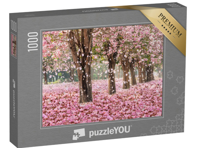 Puzzle de 1000 pièces « Des fleurs roses forment un tunnel romantique »