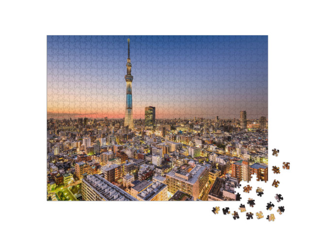 Puzzle de 1000 pièces « Vue de la ville avec Skytree, Tokyo, Japon »