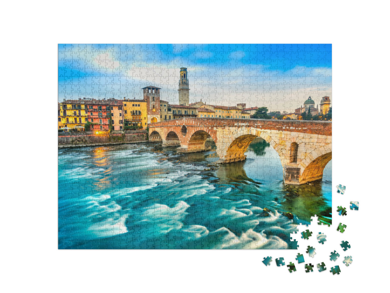 Puzzle de 1000 pièces « Adige et Ponte di Pietra à Vérone, Italie »