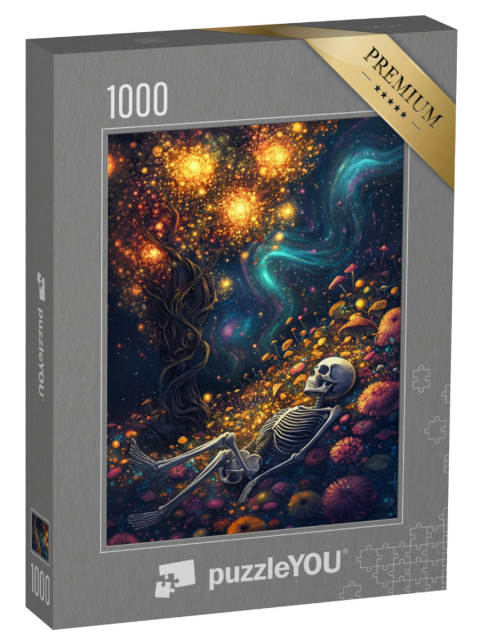 Puzzle de 1000 pièces « Squelette dans un champ de fleurs »