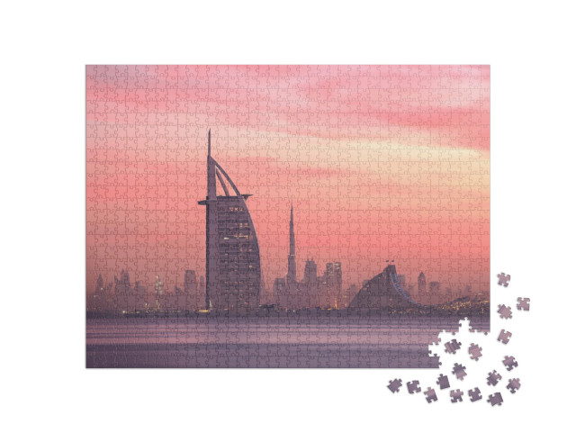 Puzzle de 1000 pièces « Skyline de Dubaï, de la plage de Jumeirah au centre-ville »