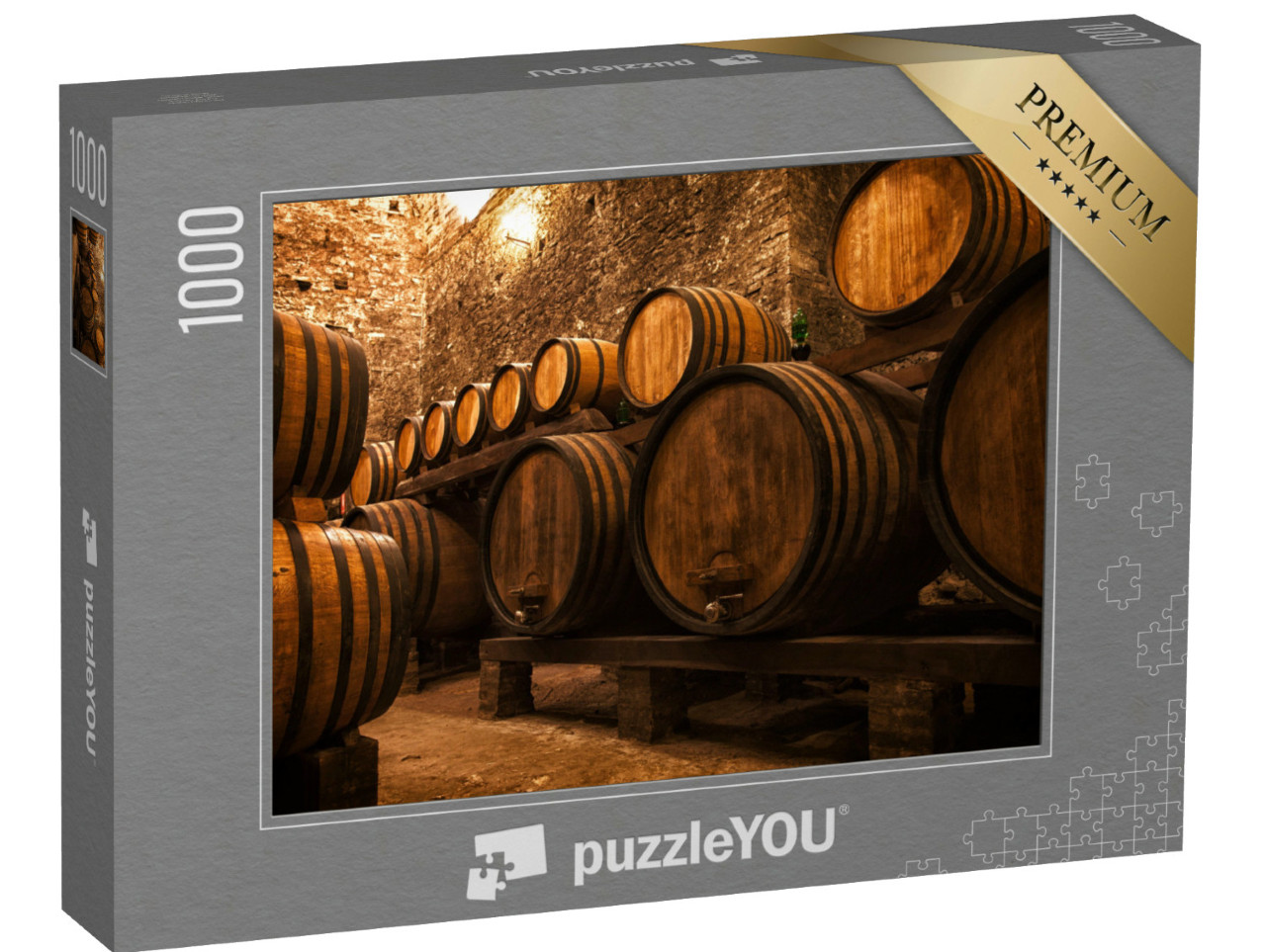 Puzzle de 1000 pièces « Cave à vin avec fûts pour le stockage du vin, Italie »