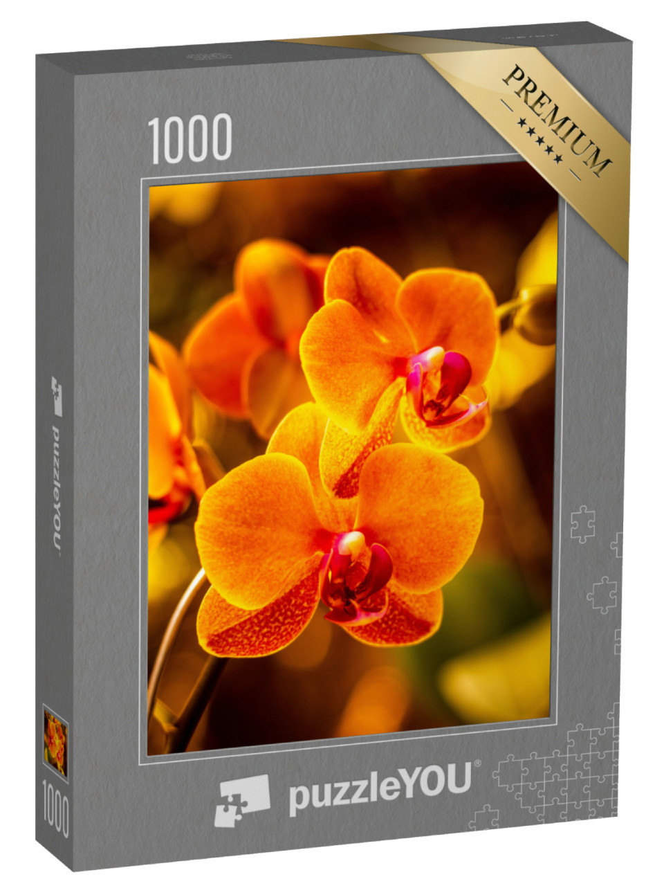 Puzzle de 1000 pièces « Fleur d'orchidée lumineuse en orange »