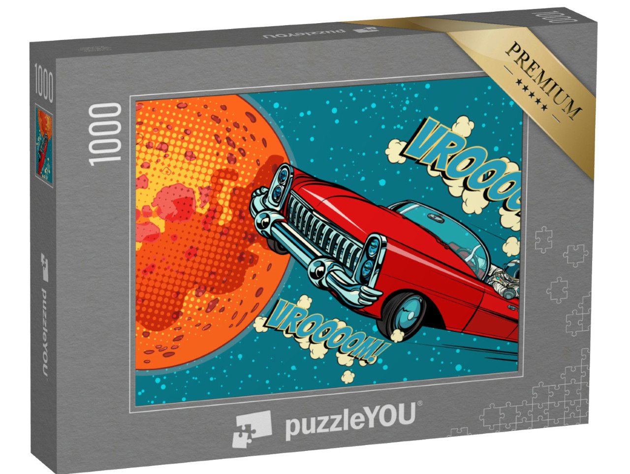 Puzzle de 1000 pièces « Bande dessinée : astronaute conducteur de voiture sur Mars »