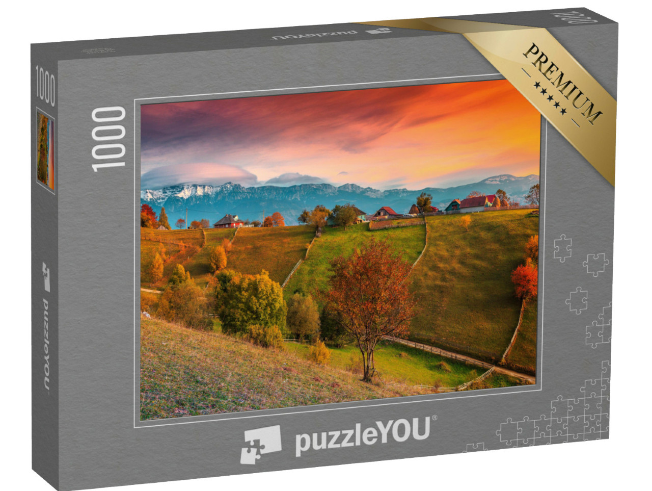 Puzzle de 1000 pièces « Paysage d'automne avec montagnes, Magura, Transylvanie, Roumanie »