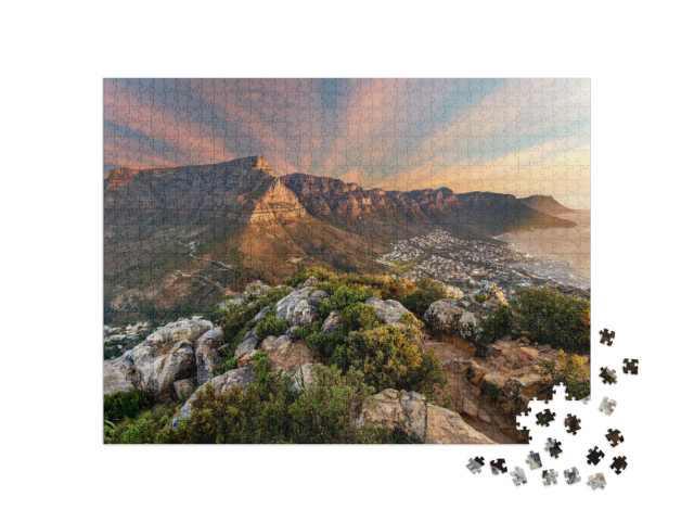 Puzzle de 1000 pièces « Coucher de soleil sur la montagne de la Table »
